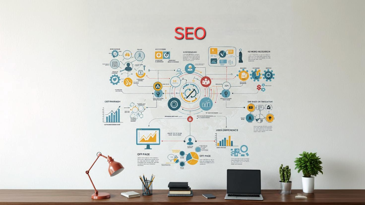 The image is a detailed infographic that explains how important it is to understand search engines for SEO. It showcases elements like search algorithms, keyword research, on-page and off-page optimization, and user experience, using vibrant colors and a clean, modern aesthetic. The layout is user-friendly and clear.